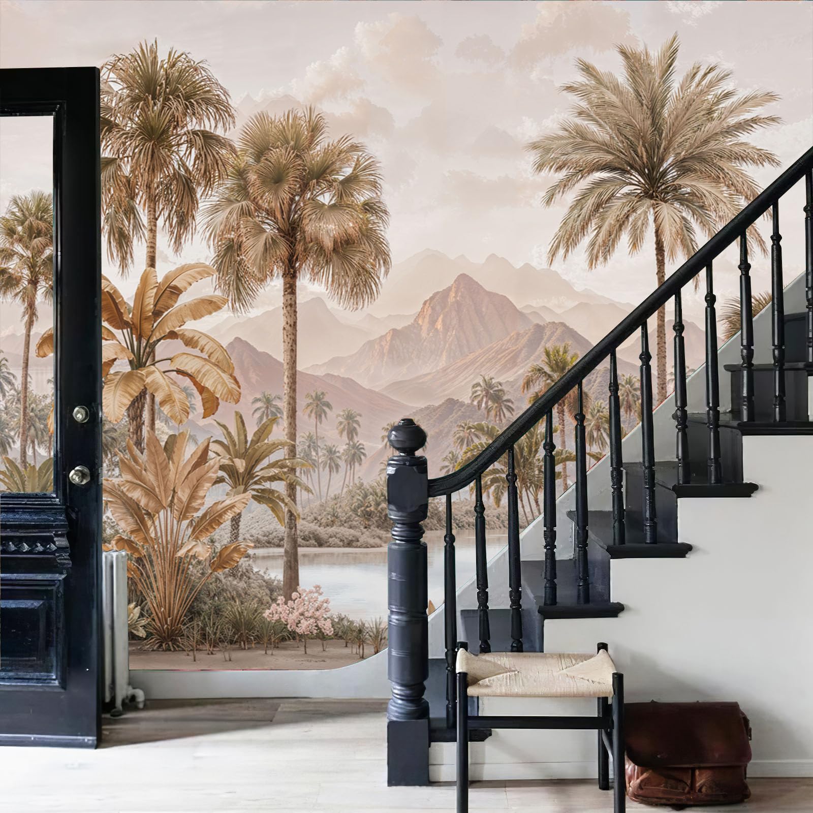 Fotomurales Paisaje Selva Exótica 200 × 140 Cm Xxl Papel Pintado Tejido No Tejido, Palmeras Montañas Lagos Fotográfico Pared Decorativos Murales Póster Para Dormitorio Salón Tv Pared