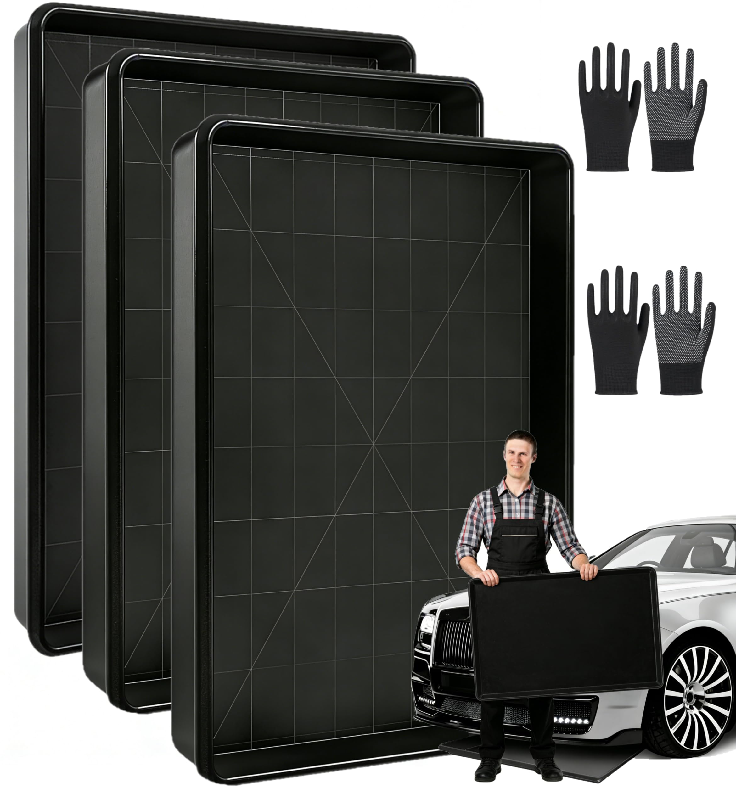 extra große Auto-Ölauffangwanne, 90 x 60 x 4 cm, Ölauffangschale für unter dem Auto, Auffangwanne, Ölauffangwanne Große Ölauffangbehälter Kunststoffwanne Plastikwanne Mehrzweckwanne (3, 90*60*4cm)