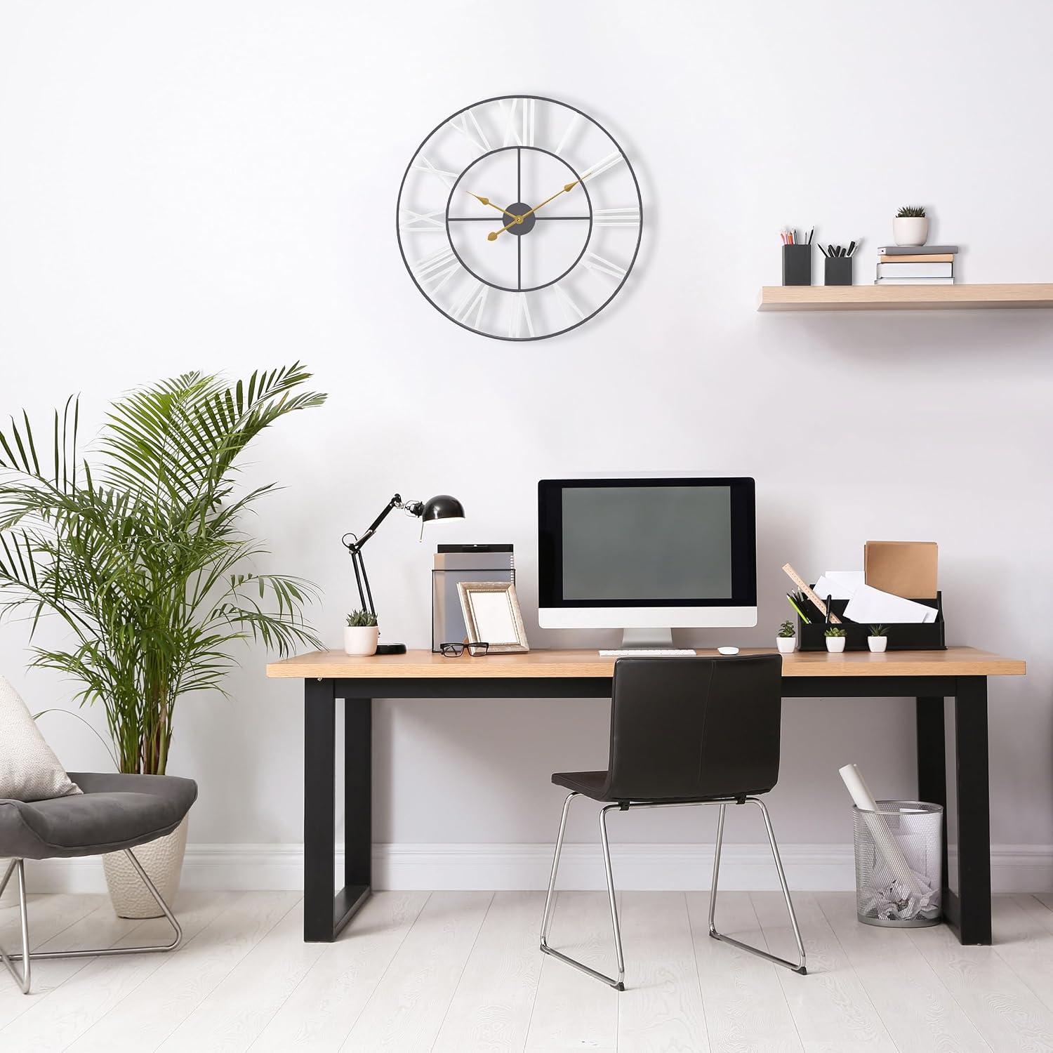 Sorbus Large Wall Clock for Living Room Decor - 16 inch Big Wall Clock Decorative - Battery Operated - Roman Numeral Analog Large Clock for Bedroom, Room, Home, Kitchen, Office, Wall Decor (White)