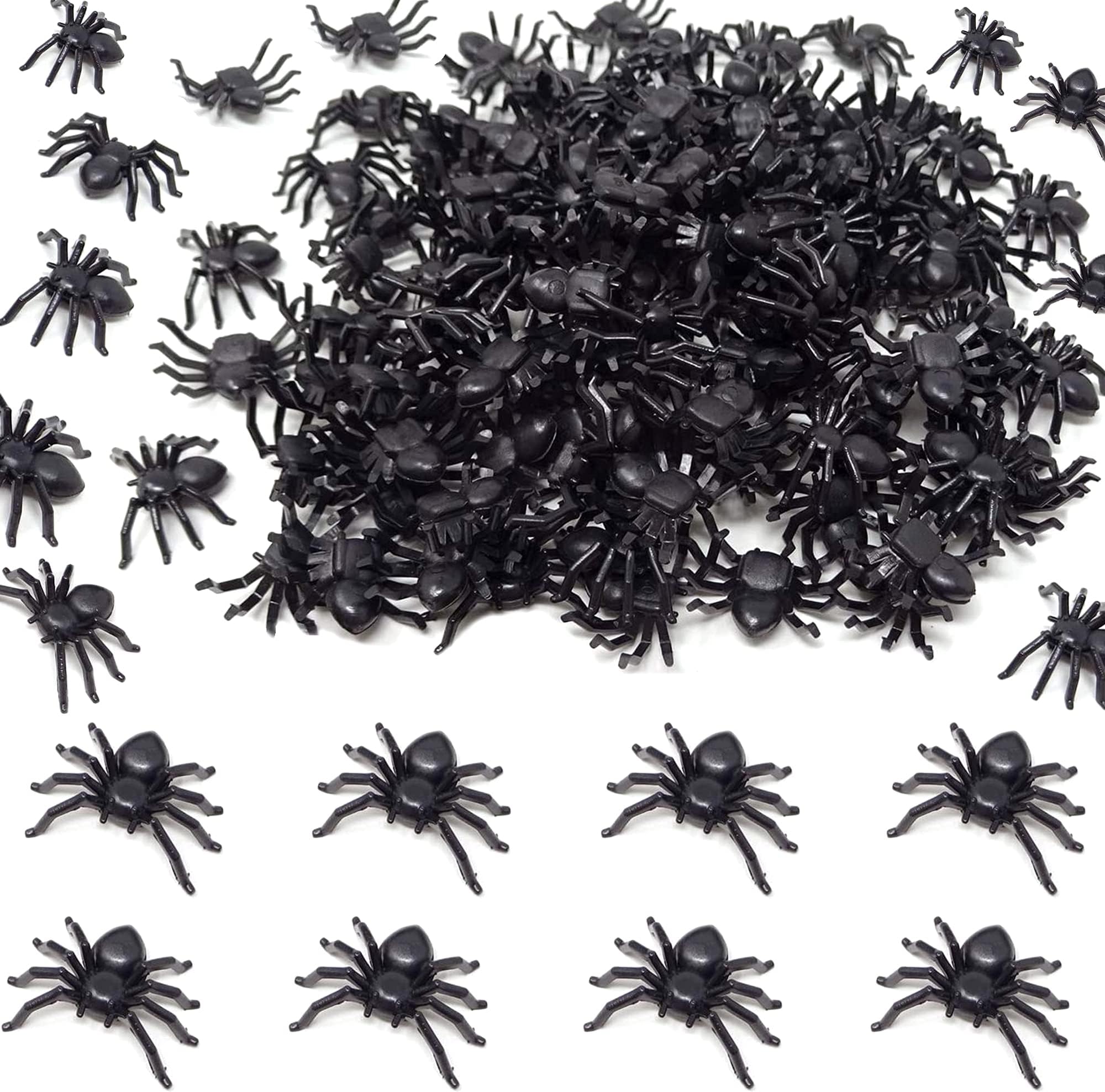 MYUBWTF 120 PCS Mini Fake Spider，Plastic in Colour Spider Toys, Simulated Insect Toys for Funny Prank Spider and Joke Halloween Party Supplies (Black)