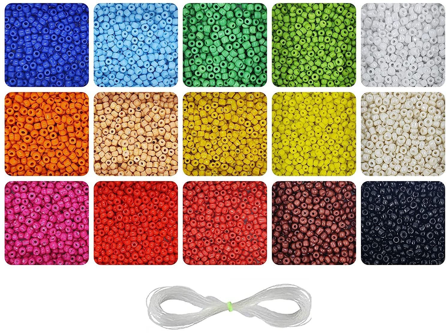 INDIKONB 7500 pc Opaque Seed Beads 8/0 3 mm for Jewellery Making Material for Earring, Necklace, Bracelet Jewelry Making Set for Girls and Women- Opaque and Neon Small Multicolor Beads | SB # OM 1