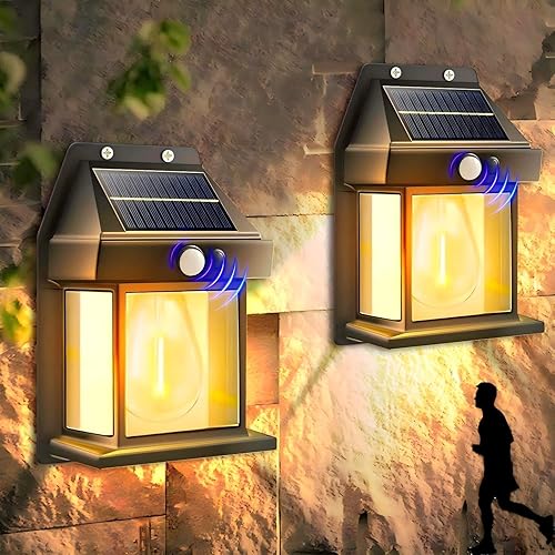 Miniatura 10 de Aplique de pared con energía solar para exteriores, del amanecer al anochecer, 8.2 pulgadas de alto, sensor de movimiento blanco, 3 modos de Blanco