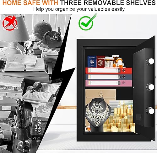 Vista 8 de Caja de seguridad digital con bloqueo de teclado, 1.8 pies cúbicos, 17.72 x 13.78 x 12.99 pulgadas, negro