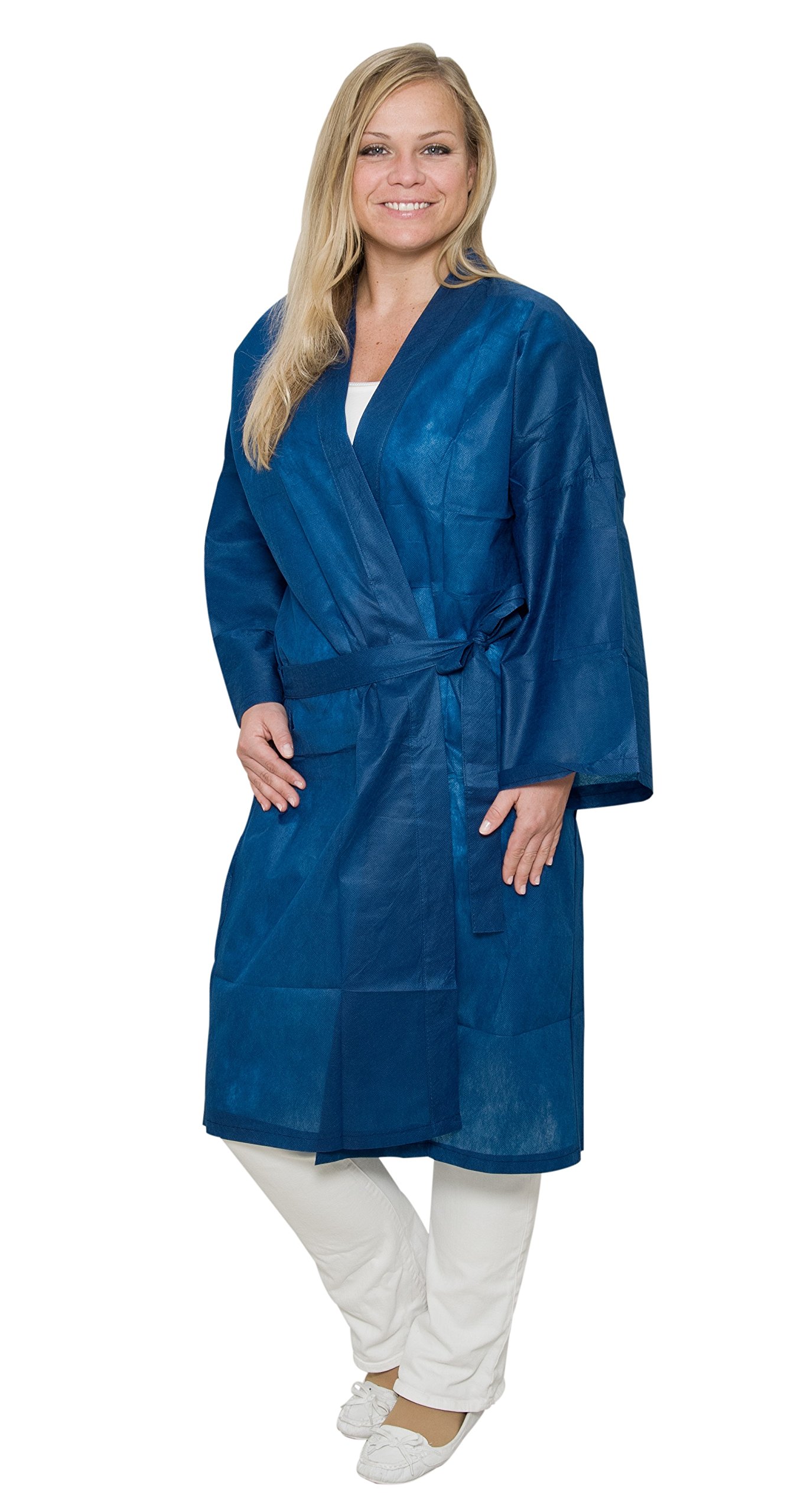 50 Stück Vlies-Kimono, dunkelblau - Einwegkimono - 115 x 150 cm - Einweg-Kimono - Kosmetiker-Kittel - Einwegkittel, Vlieskittel, Besucherkittel