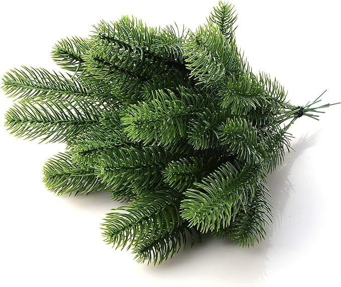 Flueyer 30 Pcs Artificial Pine Needles Branches Garland,Christmas Tree