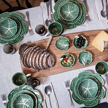 Bordallo Pinheiro Green Cabbage Earthenware 4-Piece Dishware Set