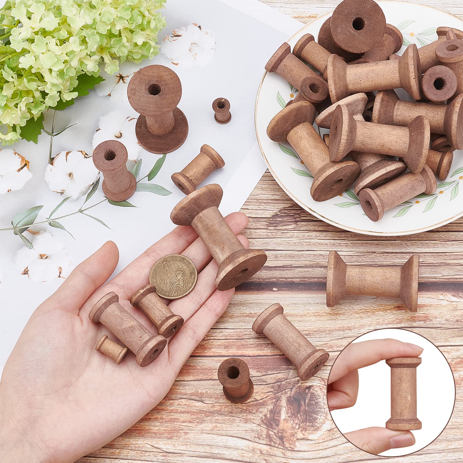 30 Bobine Di Legno Vuote PH PandaHall - Per Filo, Corda E Lavoretti Creativi, 47x31mm - Foto 3