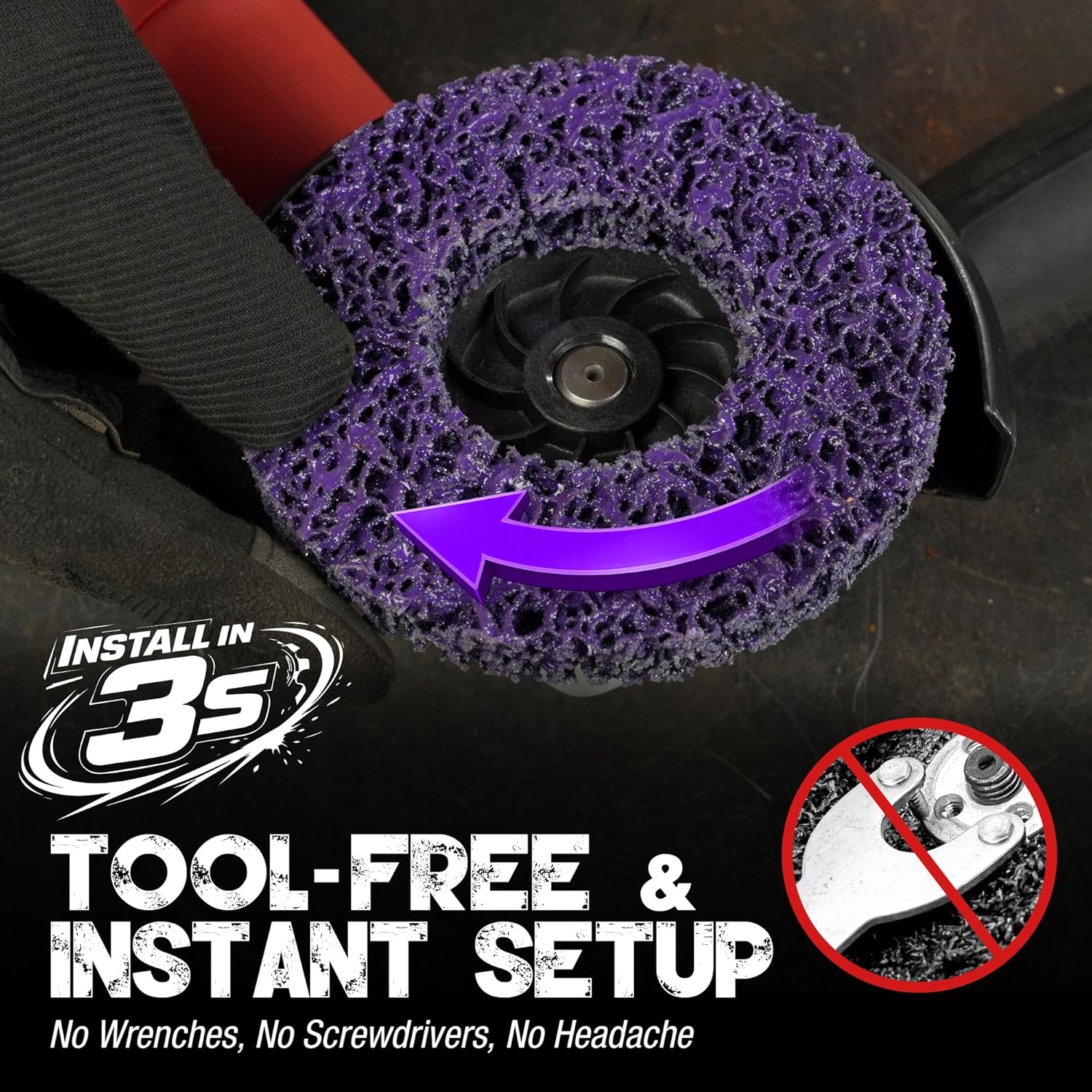 EZARC Stripping Discs 4-1/2" Paint & Rust Removal Wheels for Angle Grinder, Clean and Remove Coatings, Scaling, Welds and Oxidation, Multi-Color Strip Disc Set, 3-Pack (Black, Purple, Orange)