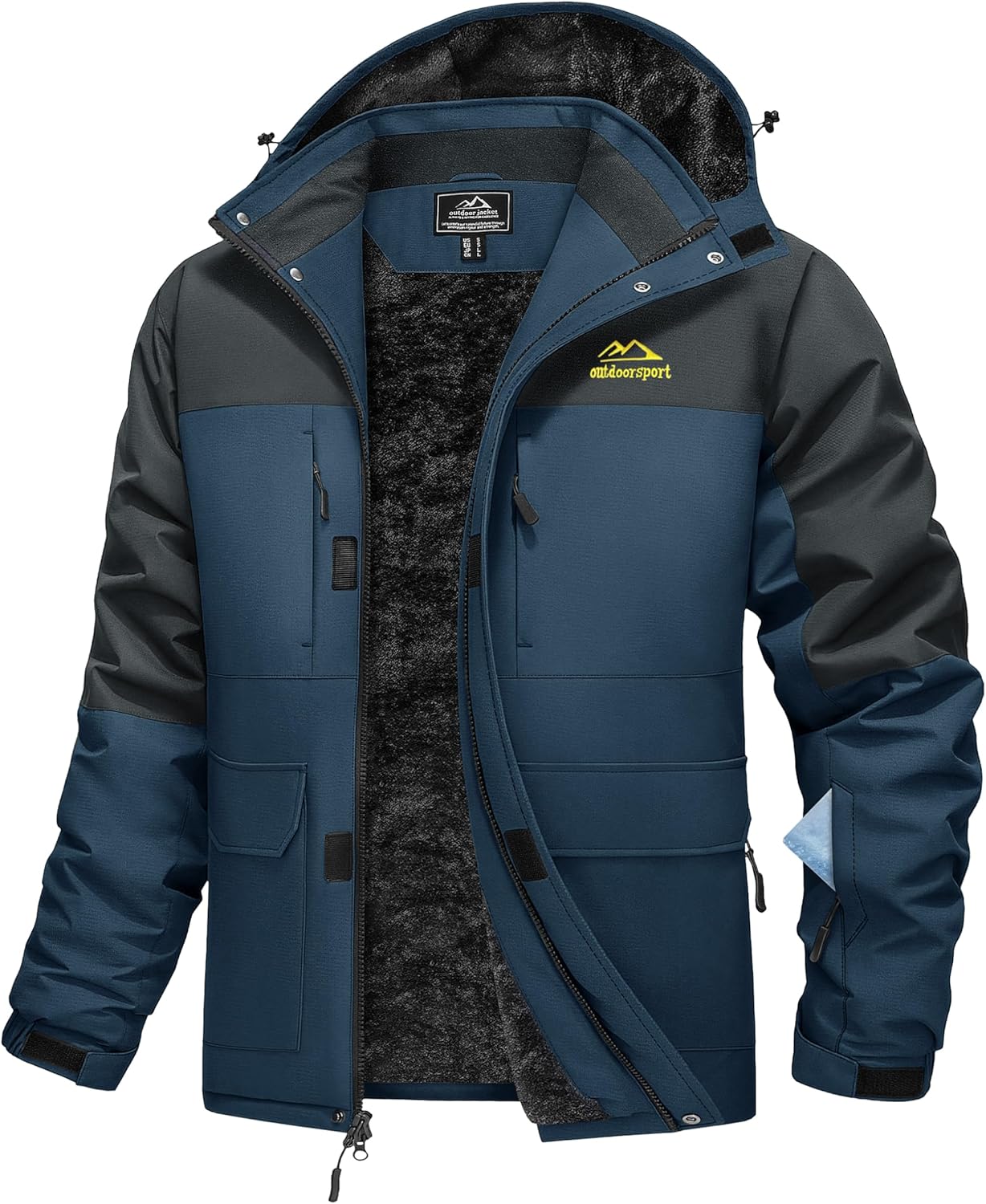 MAGCOMSEN Men's Winter Coats Ski Snow Waterproof Jackets Fleece Warm Snowboard Hooded Jacket Parka Raincoats 9 Pockets