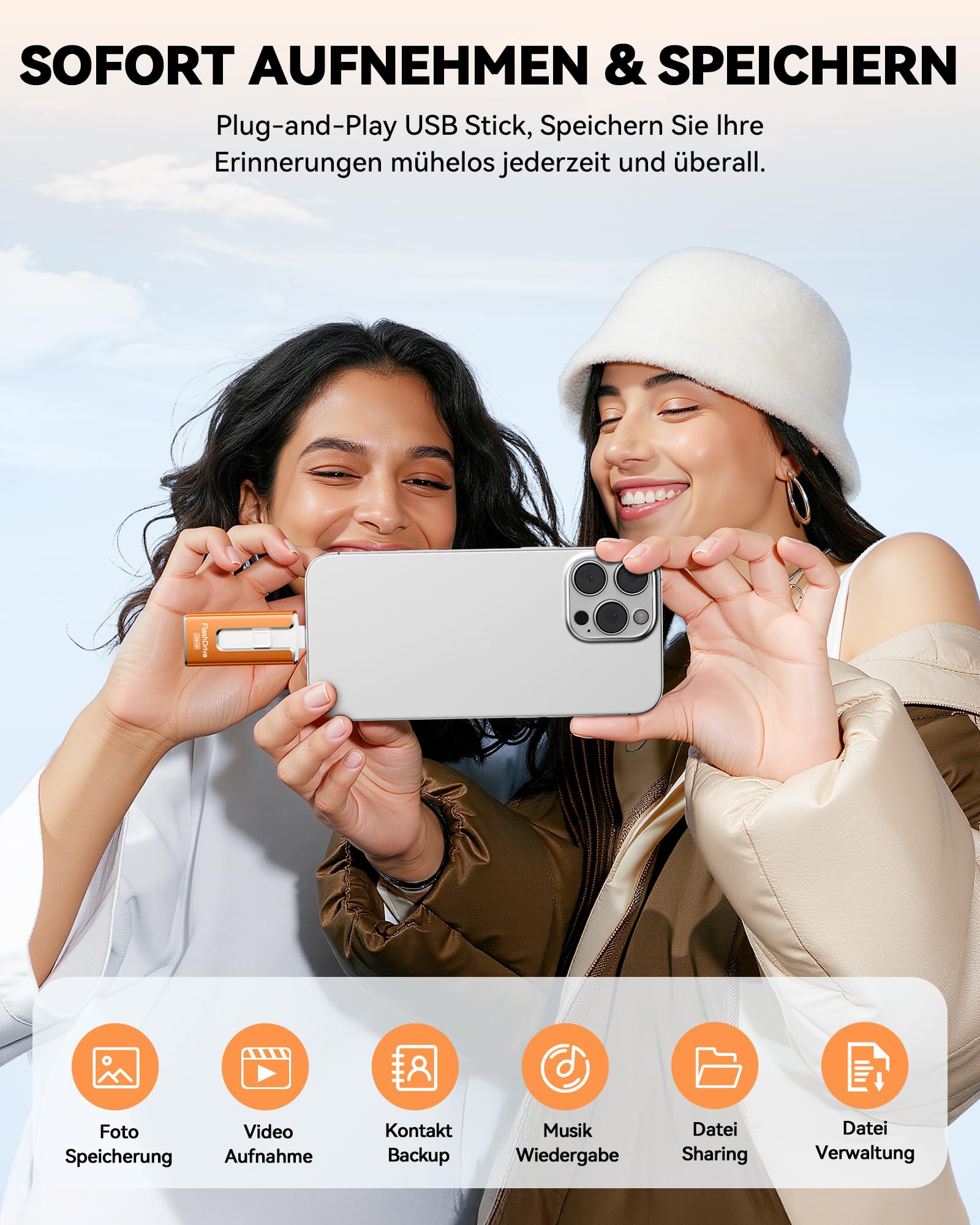 SUDEHO Memoria USB de 256 GB para iPhone, con certificación MFi 4 en 1, para iPhone/iPad/Android/PC, unidad flash con copia de seguridad plug-and-play para fotos y vídeos, transferencia rápida, color