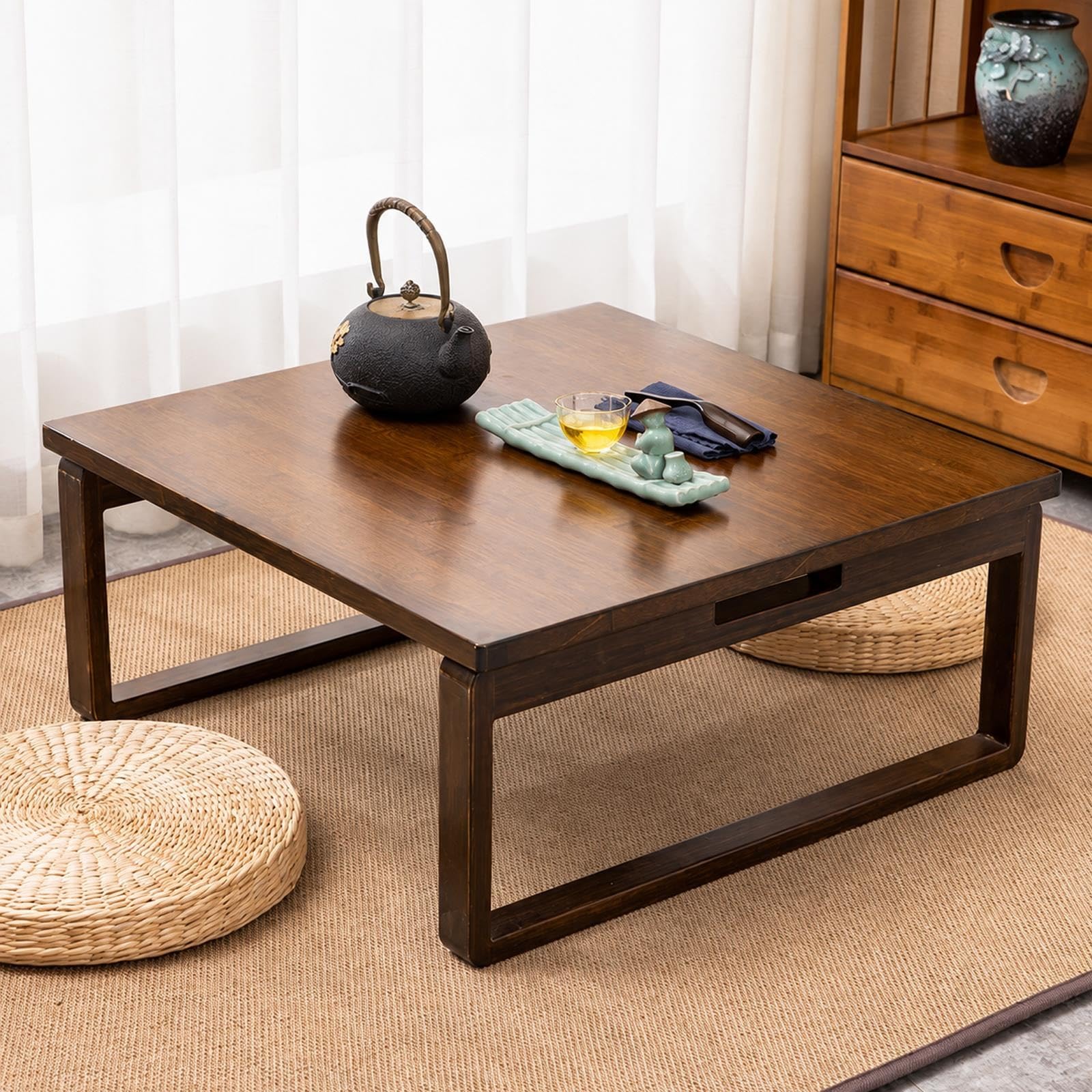 Table de Lit Pliable, Table Japonaise Basse Compacte, Pieds Repliables