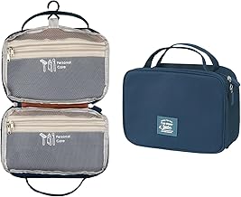 OWill Trousse de Toilette Voyage à Suspendre - Grande Capacité, Pliable (Bleu Marine)