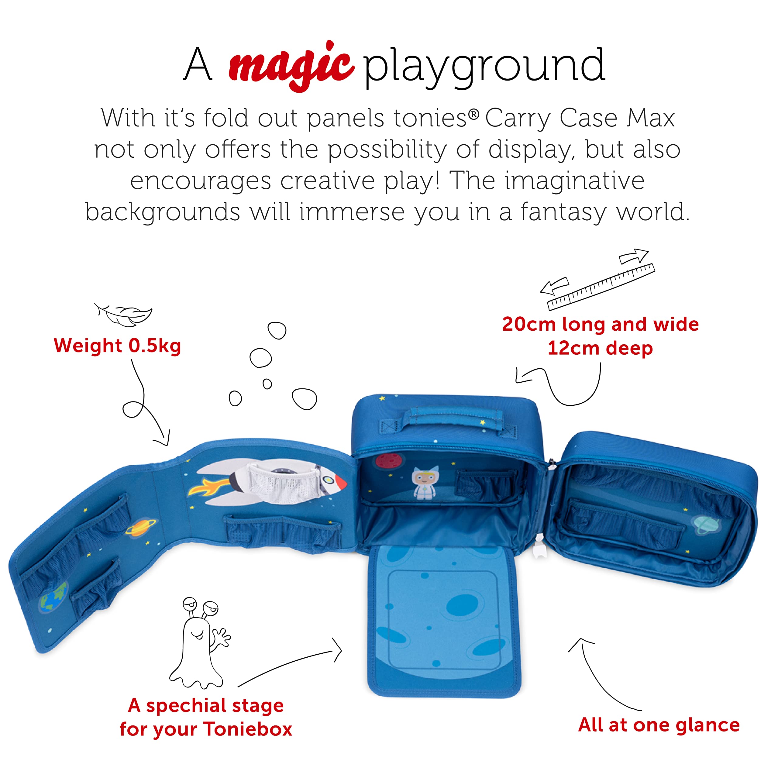 tonies Carry Case Max, Blast Off, Robust Travel Case with Space for up to 14 tonies Audio Characters, Inner Mesh Pockets - Image 2