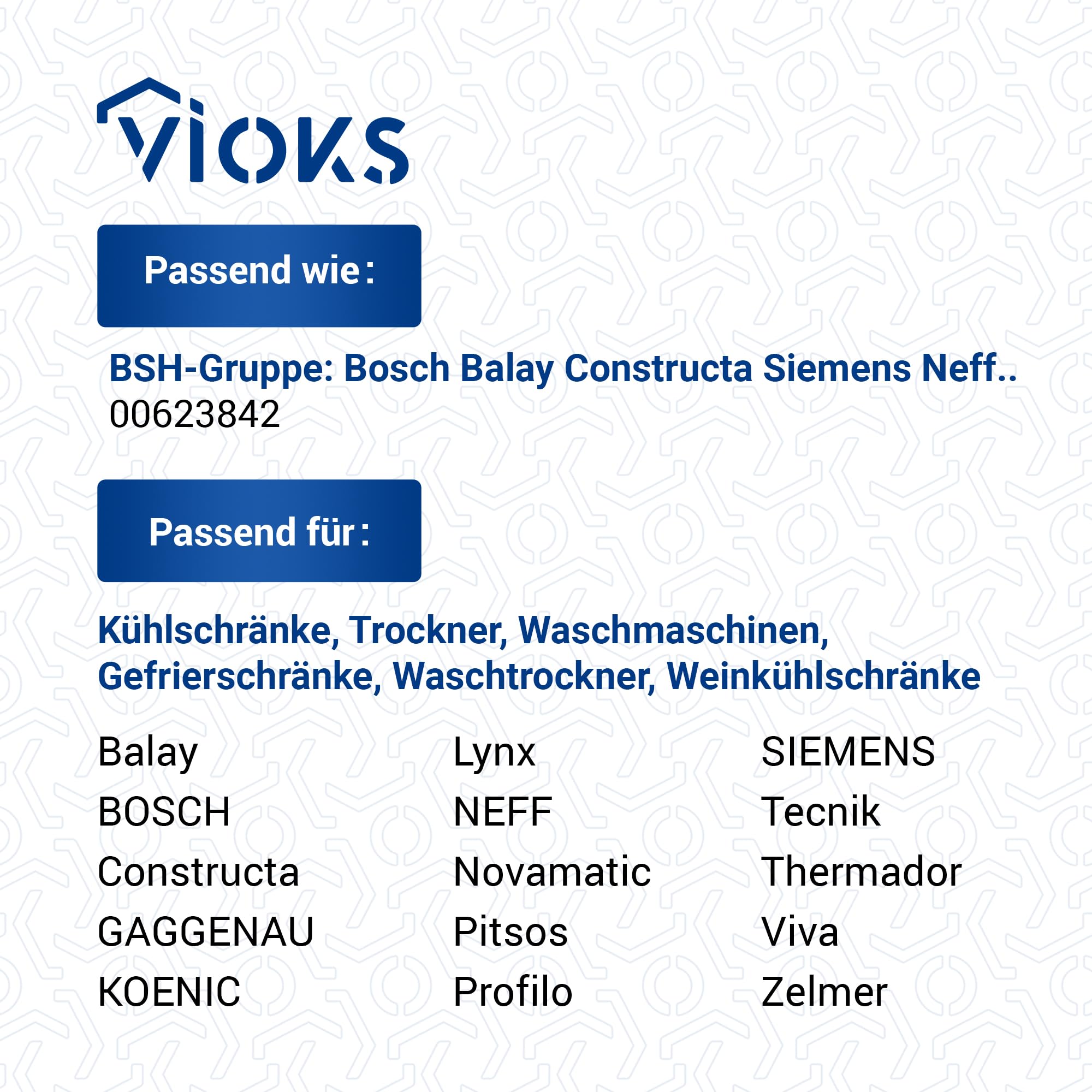 VIOKS Filtro anti-interferenza 0,47µF di ricambio per Bosch 00623842 623842 623842 filtro anti-interferenza filtro di rete per frigorifero, congelatore, lavatrice asciugatrice