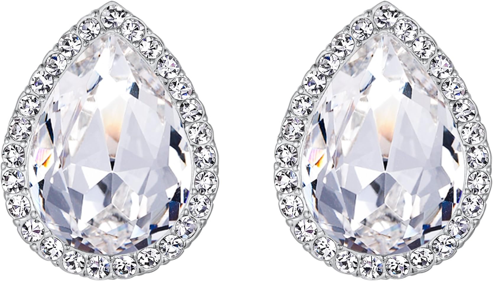 EVER FAITH Women's Austrian Crystal Wedding Teardrop Stud Earrings