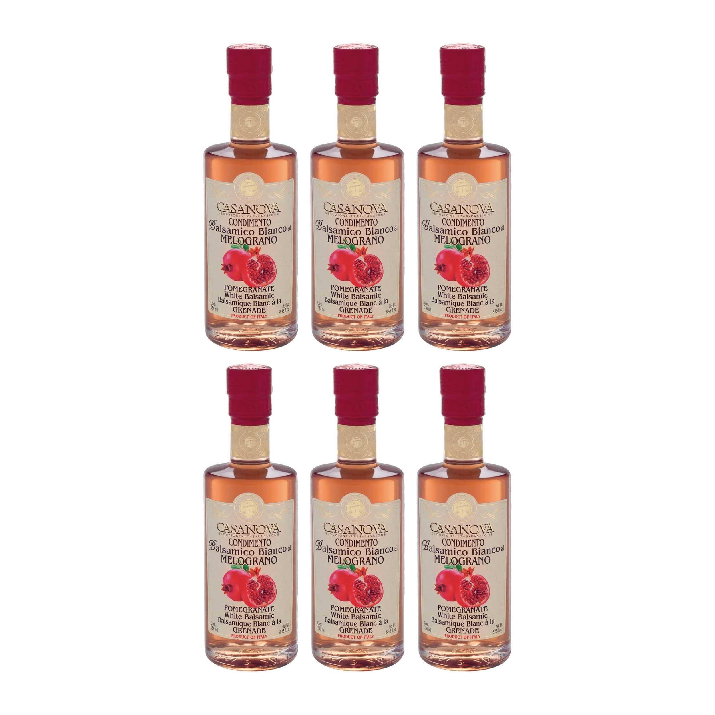 CASANOVA Condimento Balsamico Essig Weiss Granatapfel Italien inkl. FeinWert E-Book (6 x 250 ml)