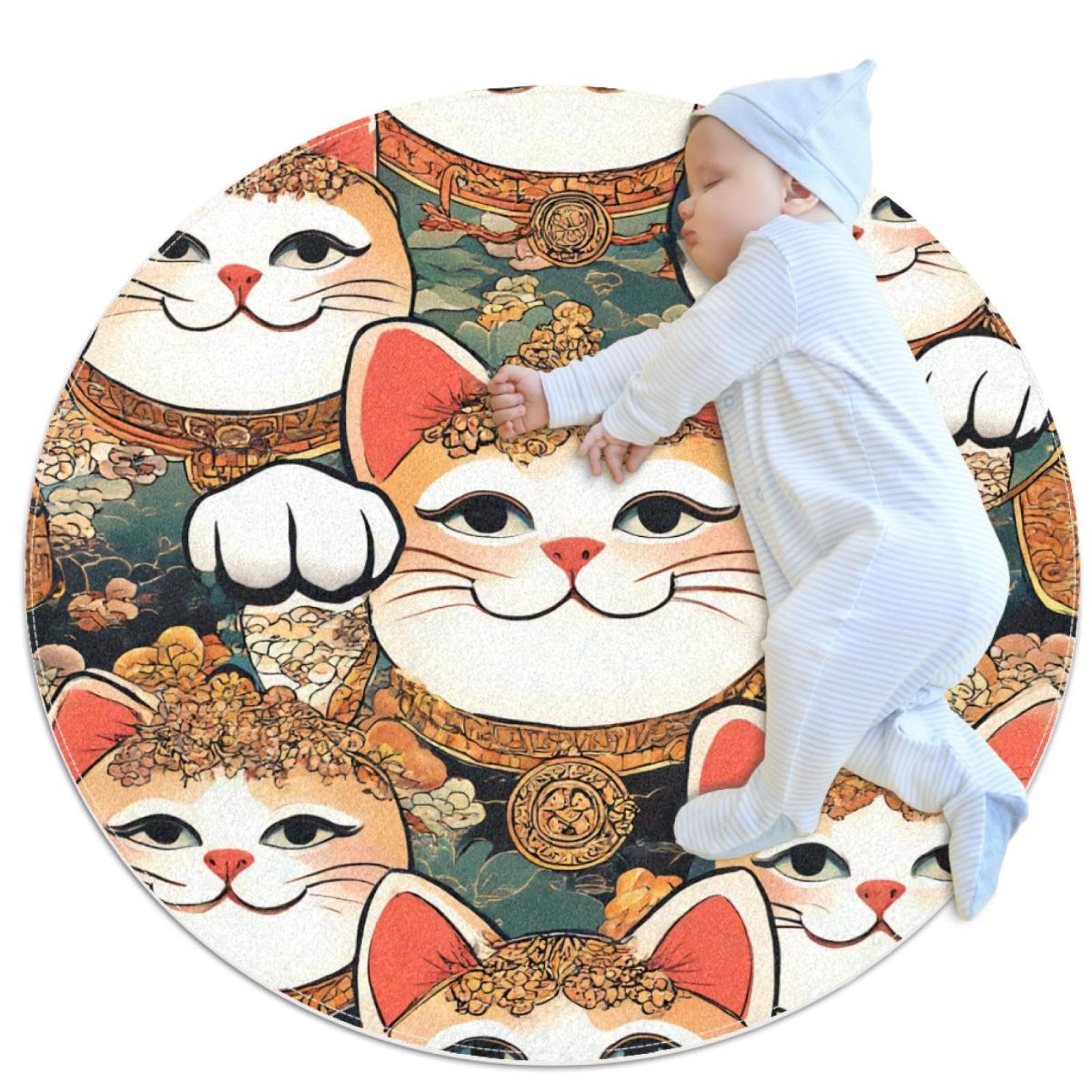 Tapis de salle de bain rond motif chat pour chambre et canapé