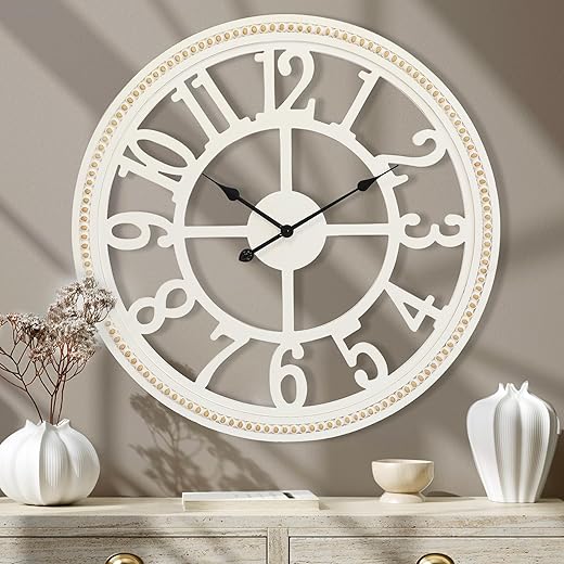 30" Boho Beaded Wooden Wall Clock