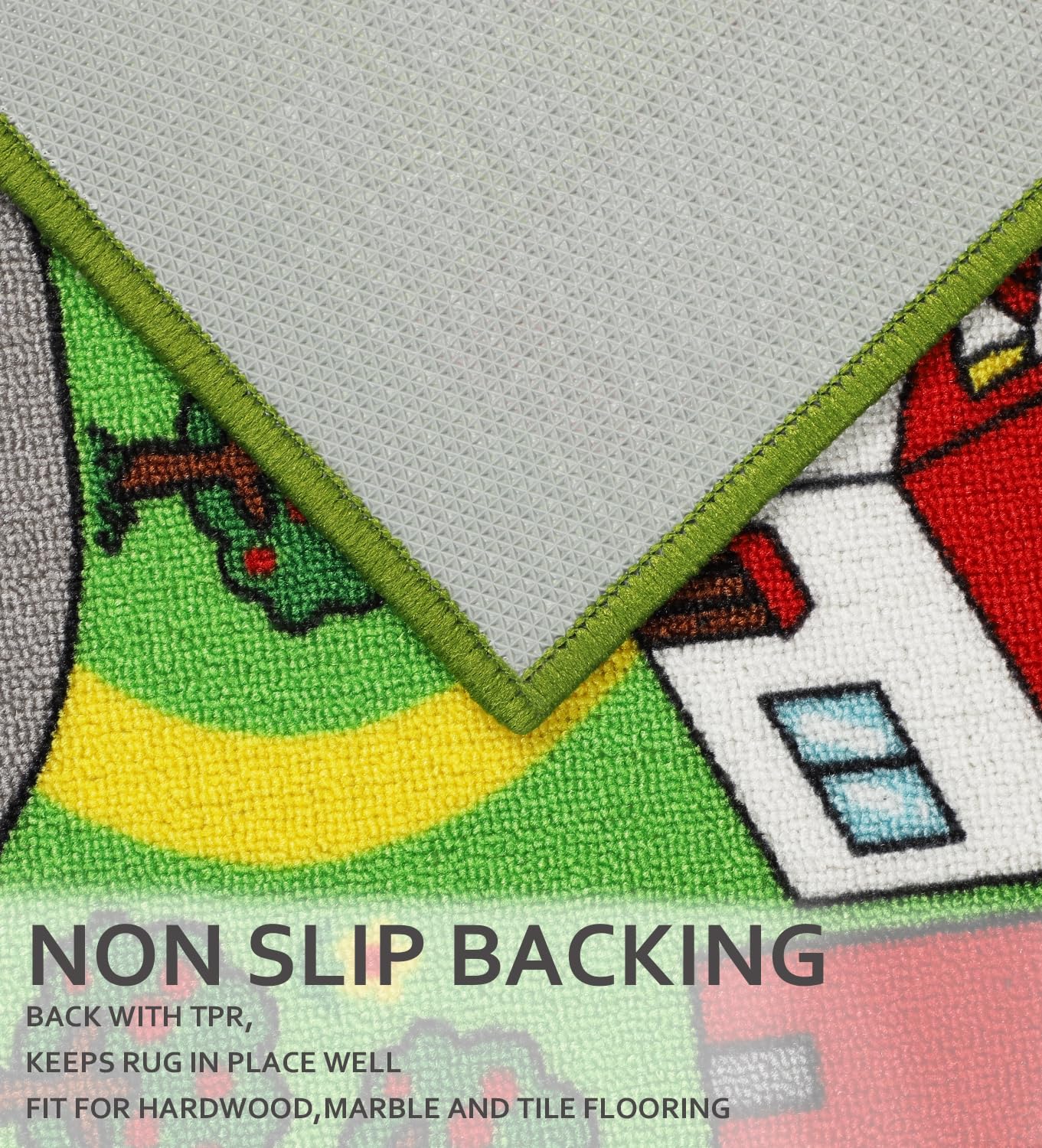 Kids Rug 3'3" x 5'2" City Life Playmat Area Rug Car City Map Washable Traffic Road Educational Learning Nursery Rug Carpet for Children Playroom Living Room Bedroom Classroom Decor Green