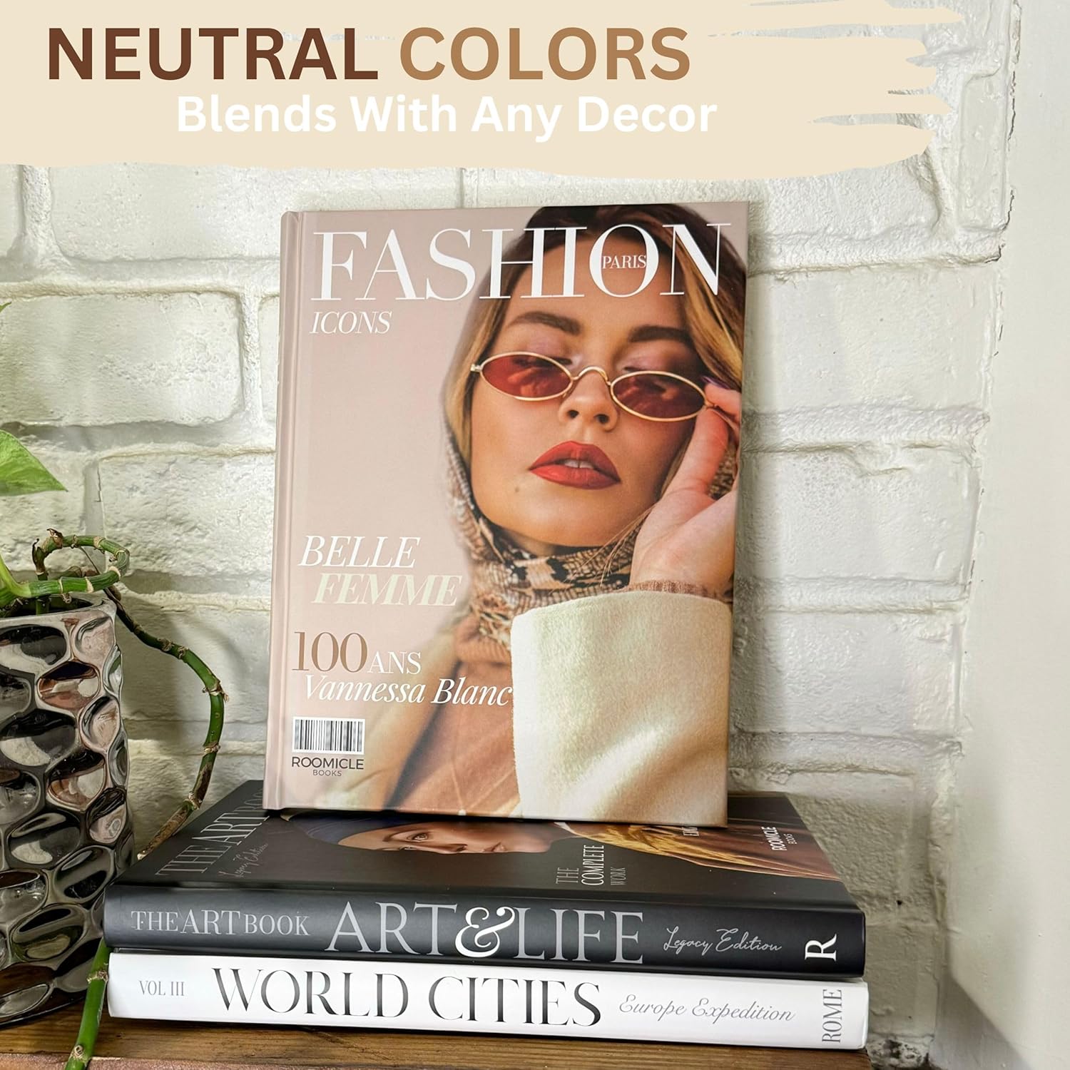 Elegant Decorative Books - Set of 3 Designer Faux/Fake Books for Decoration - Enhance Your Coffee Table, Mantle & Bookshelf Decor - Book Decor Aesthetic Collection - Real Blank Pages Inside