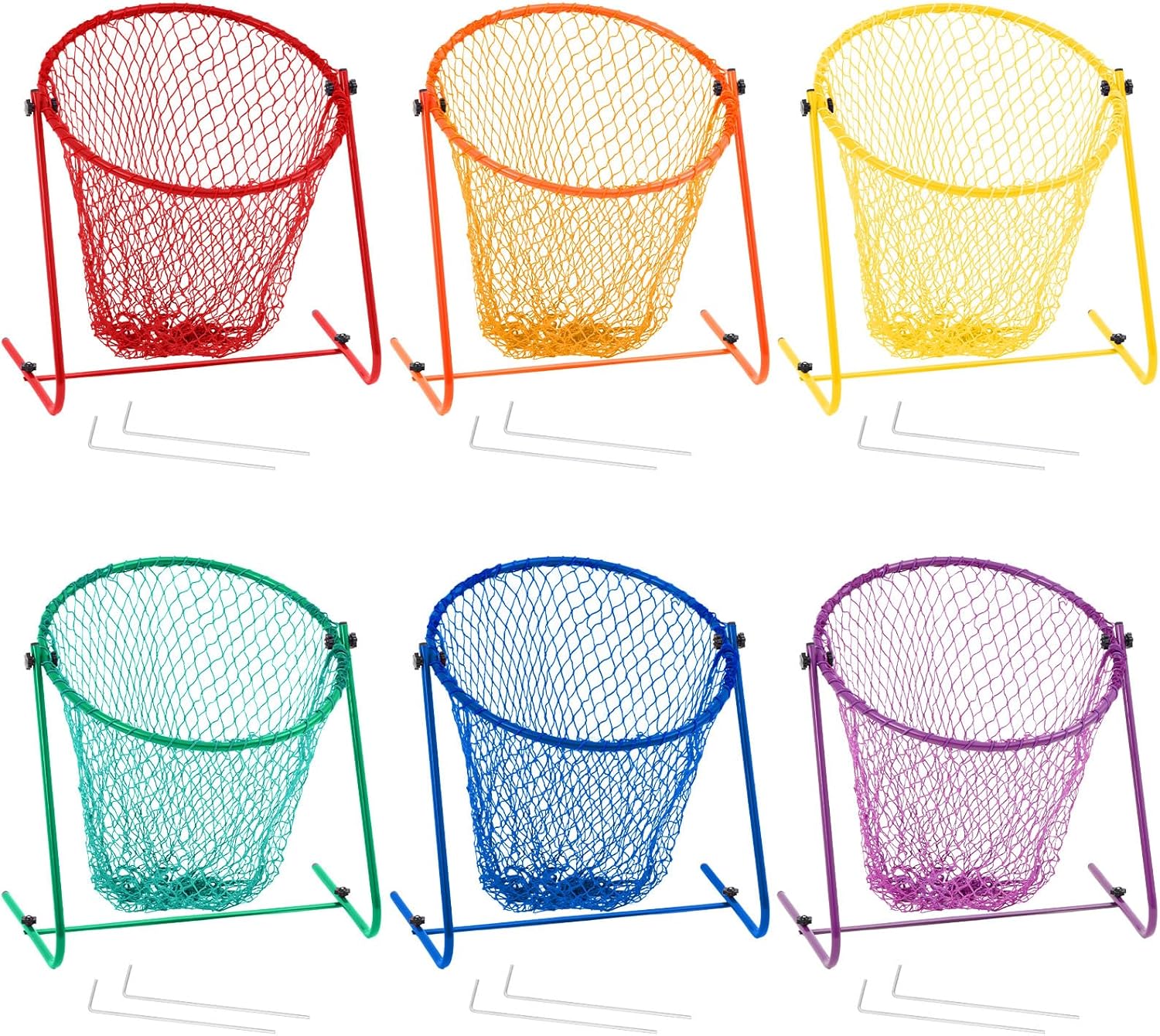 6 Pcs Multipurpose Target Net Set Physical Education Equipment PE Training Equipment Golf Hitting Football Throwing Net for Golf, Flying Disc, Assorted Colors