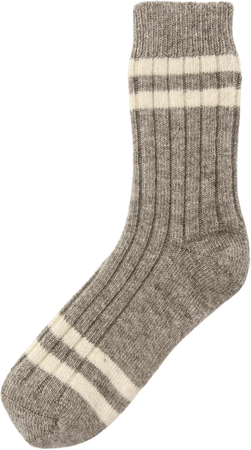 Merino Wool Socks 4 Pairs, Classic Rib-Knit Crew (92% Merino Wool), Cozy Thick Winter Home Socks, Medium US 7–10.5, Made in Mongolia, Premium Quality