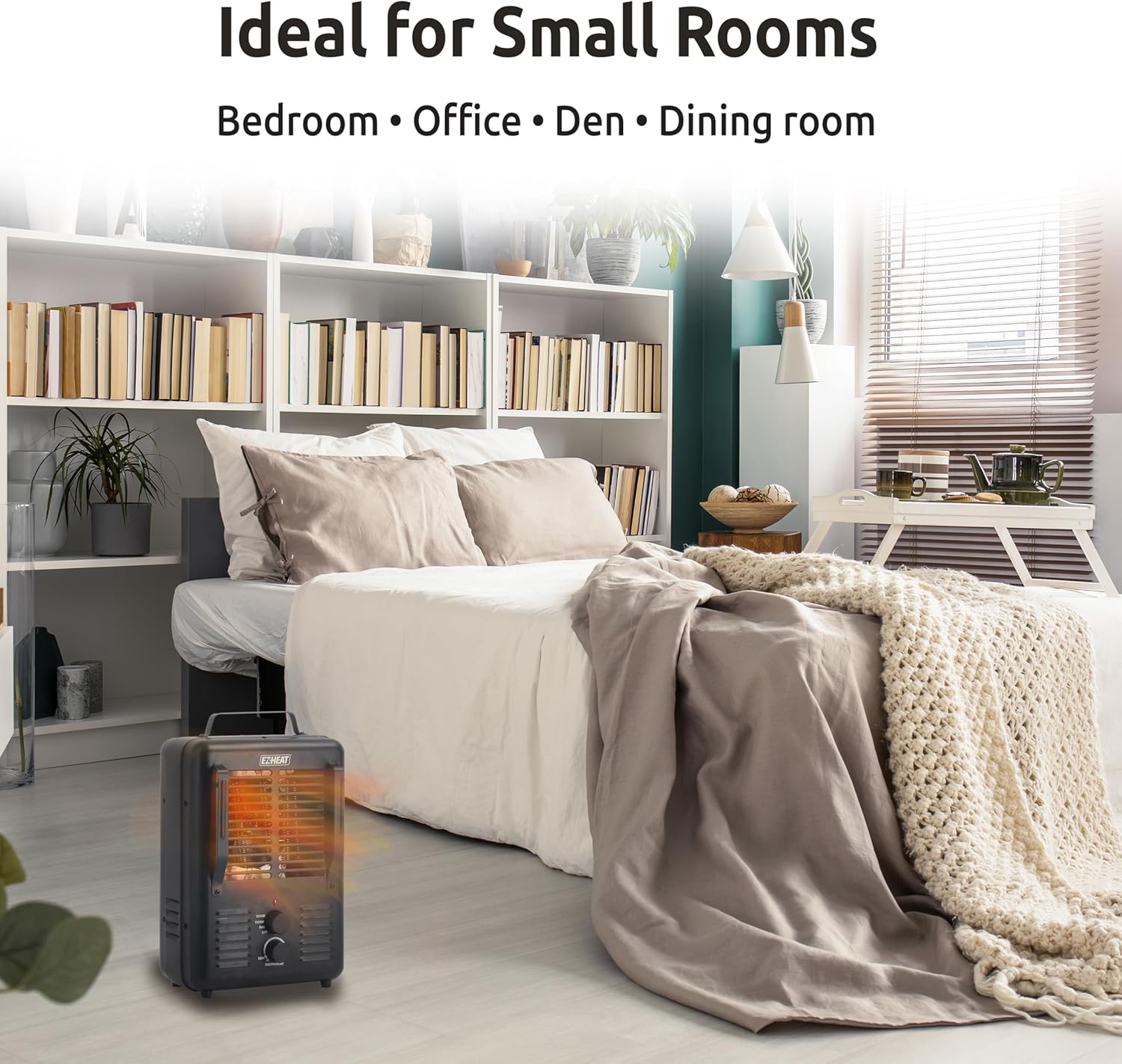 1,500-Watt Portable Milkhouse Style Utility Space Heater with Adjustable Thermostat, Overheat Protection, and Safety Tip-Over Switch, Matte Black, MTFH-01C-MB