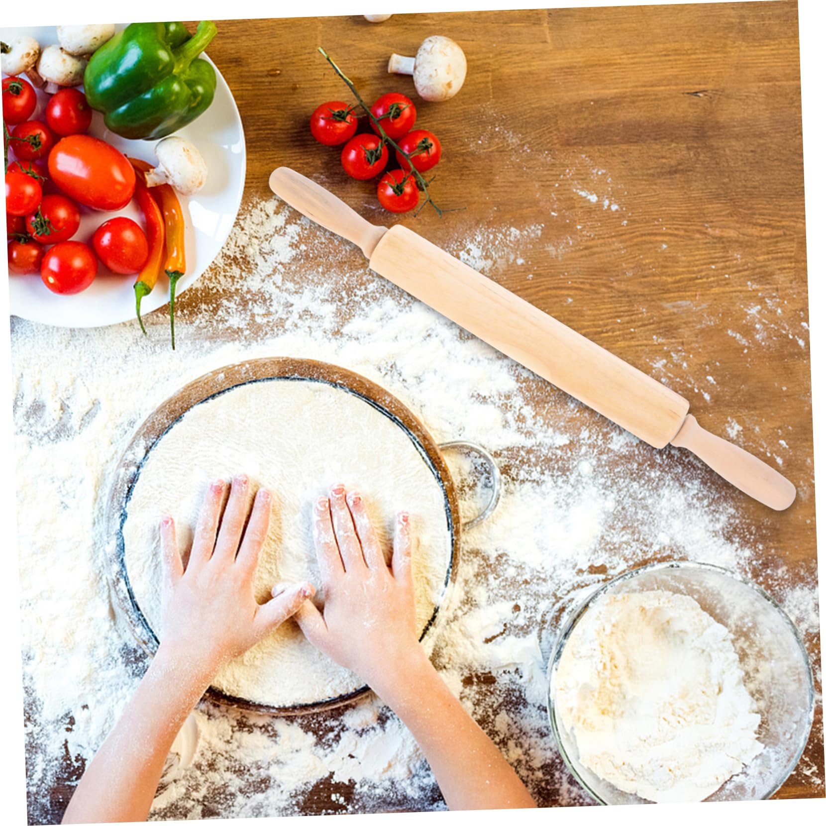 5 Piezas rodillo cocinas sartenes sartén freidora frying pan albóndigas varilla de cocina palitos para amasar palo de cocina palos de amasar domésticos palos rodantes de madera PRETYZOOM