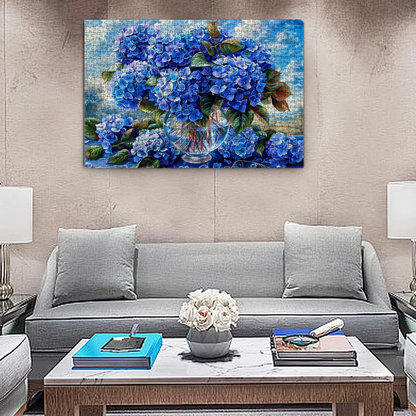 Puzzle dla dorosłych, 2000 sztuk, trudne drewniane puzzle, gra, gra logiczna, gra ręczna, dekoracja rodzinna, kreatywna rozrywka, prezent 70 x 99 cm kwiat hortensji K0F-803