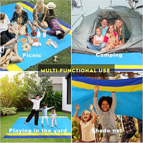 Miniatura 6 de KISMARY Manta de playa tapete de playa manta de picnic al aire libre impermeable a prueba de arena cómoda para 4-7 personas bolsillo ligero de