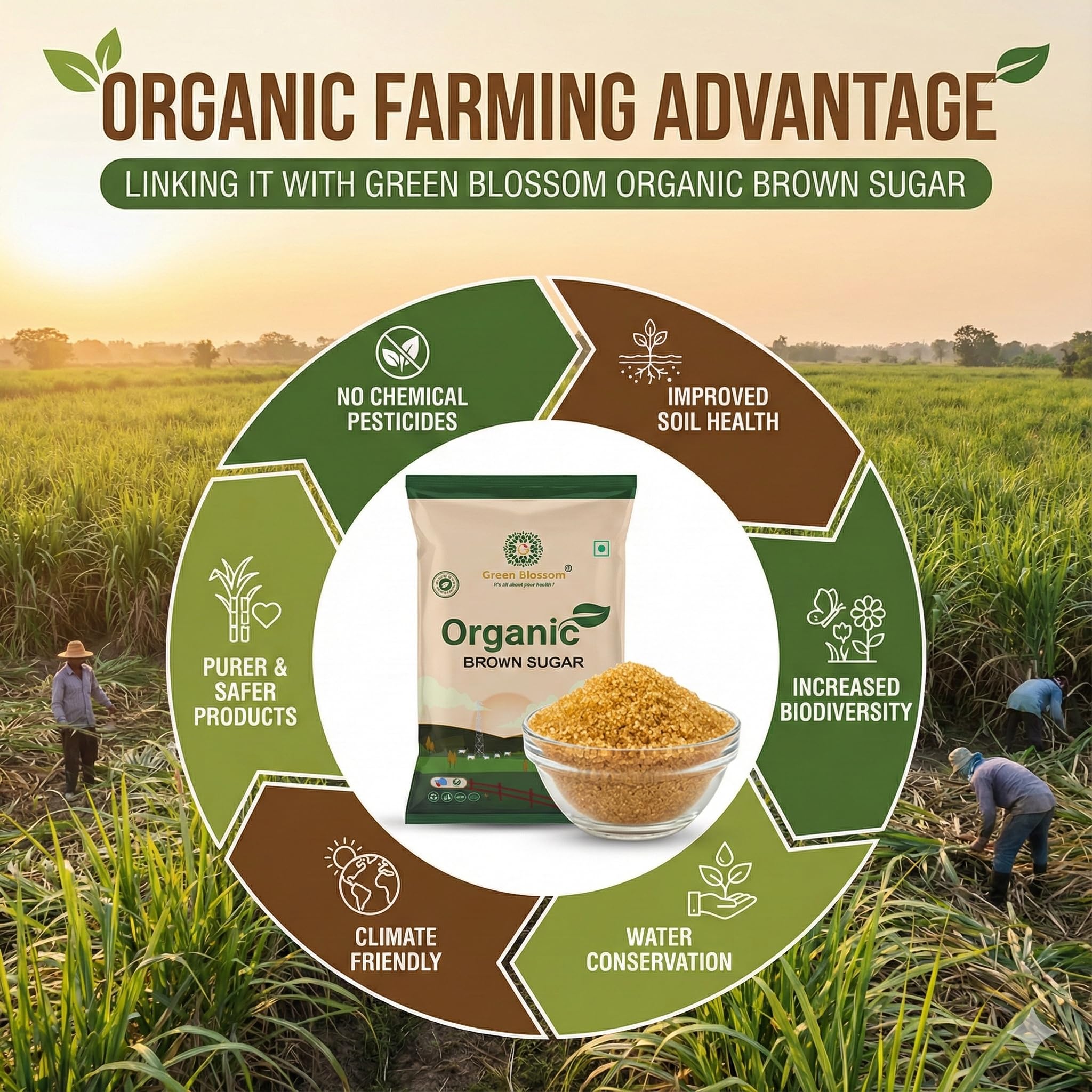 Green Blossom Organic Brown Sugar - 5 Kg (1 Kg x Pack of 5) | Chemical-Free Sweetness | Pure and Nutrient-Rich | 100% Vegan" 4