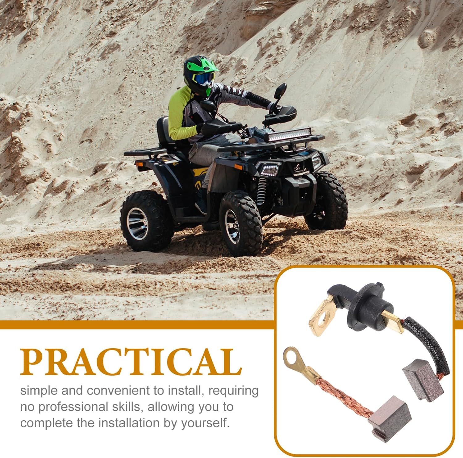 2pcs Compatible Carbon Brush for Motorcycle Starter Motor Durable Replacement Motor Brush for Atvs Scooters Dune Buggies Enhanced Power Output and Starting Efficiency