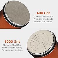 Vista 2 de Rolling Knife Sharpener Kit - Magnetic Manual Knife Sharpener with Diamond & Stainless Steel Discs, 15° & 20° Angle Guides, Beech Wood Design, Gift