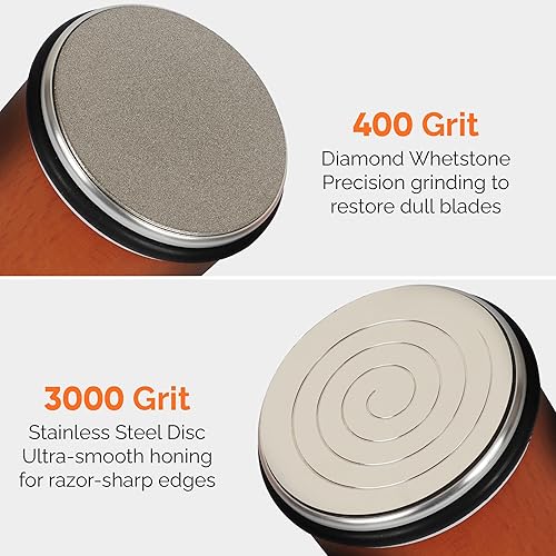 Miniatura 2 de Kit de afilador de cuchillos rodantes, afilador magnético de madera de haya para cuchillos con ángulos de 15 y 20 grados, regalo elegante para chefs