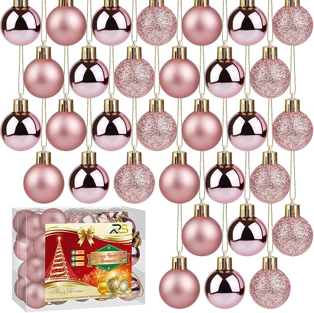 Ruisita 36 Pieces 30 mm Christmas Balls Decoration Shatterproof Christmas Tree Baubles Mini Christmas Hanging Ball for Holiday Wedding Party Decoration