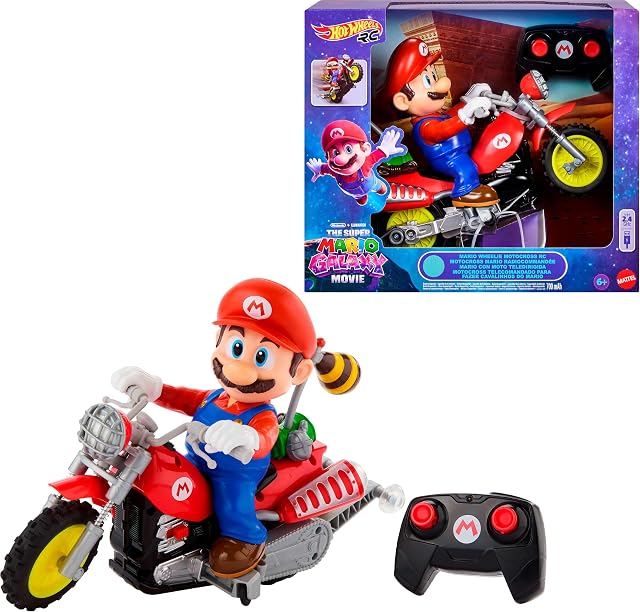 Hot Wheels Mario Wheelie Motocross Remote-Controlled Battery-Powered Vehicle