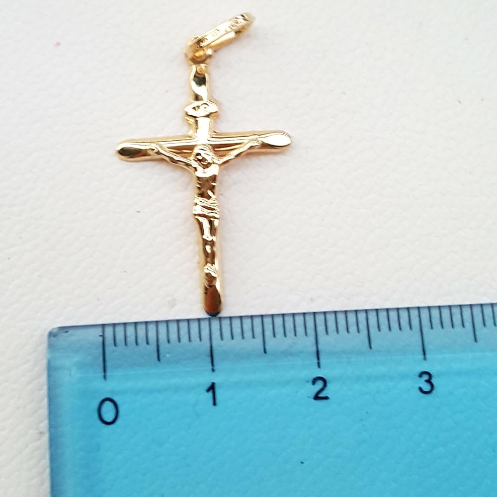 Ciondolo Croce Cristo In Oro Giallo 18 Kt 750 (6121 - Foto 5