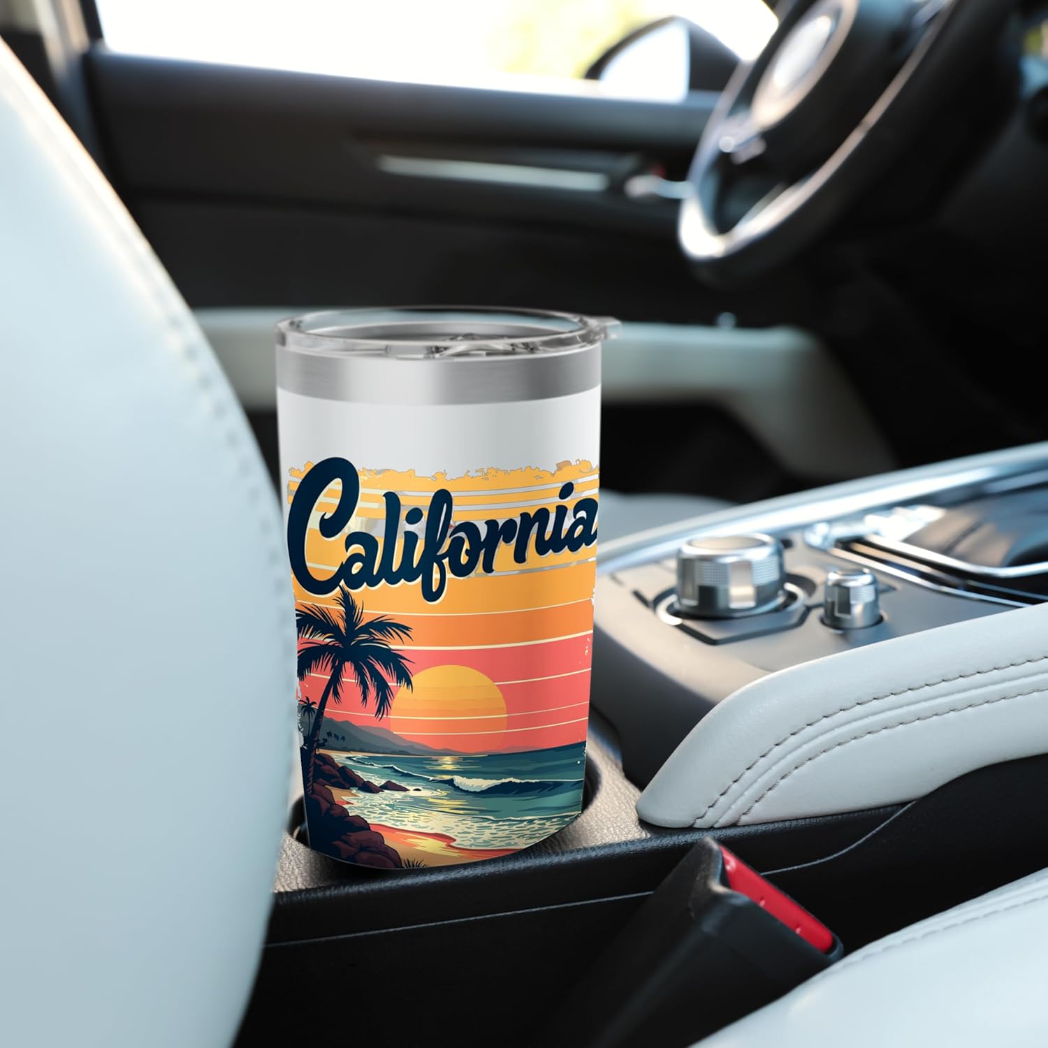 Vintage California Sunset Retro California Stainless Steel Insulated Tumbler - Image 6