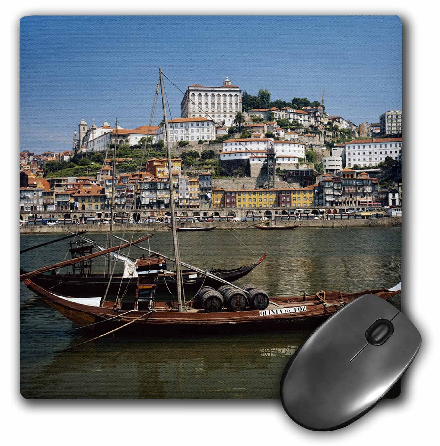 Portugal, Porto, Boat with wine barrels on the Douro river - Mouse Pad, 8 by 8 inches (mp_189329_1)