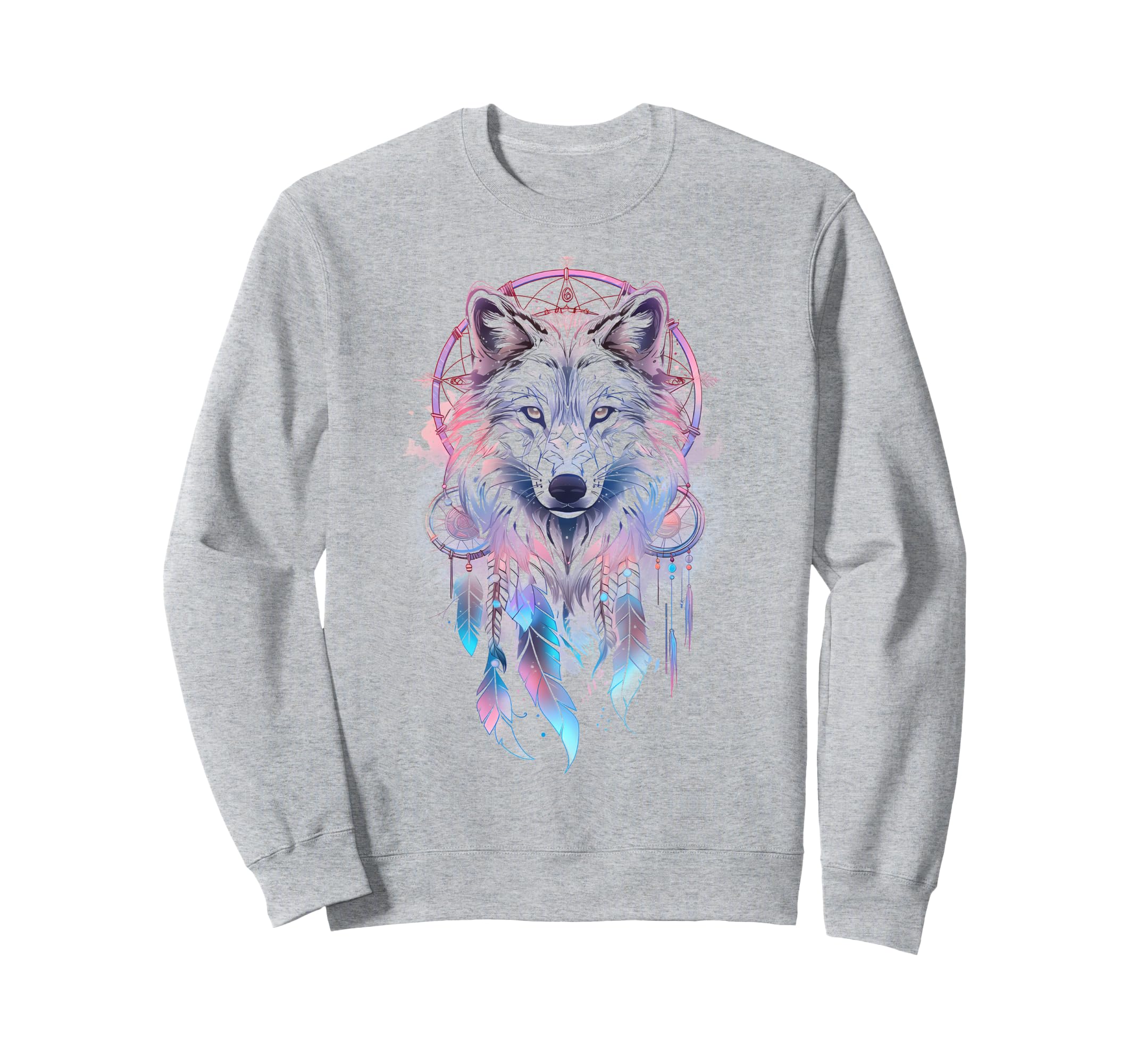 Bohemian Wolf Dreamcatcher Wolf Mandala Sweatshirt