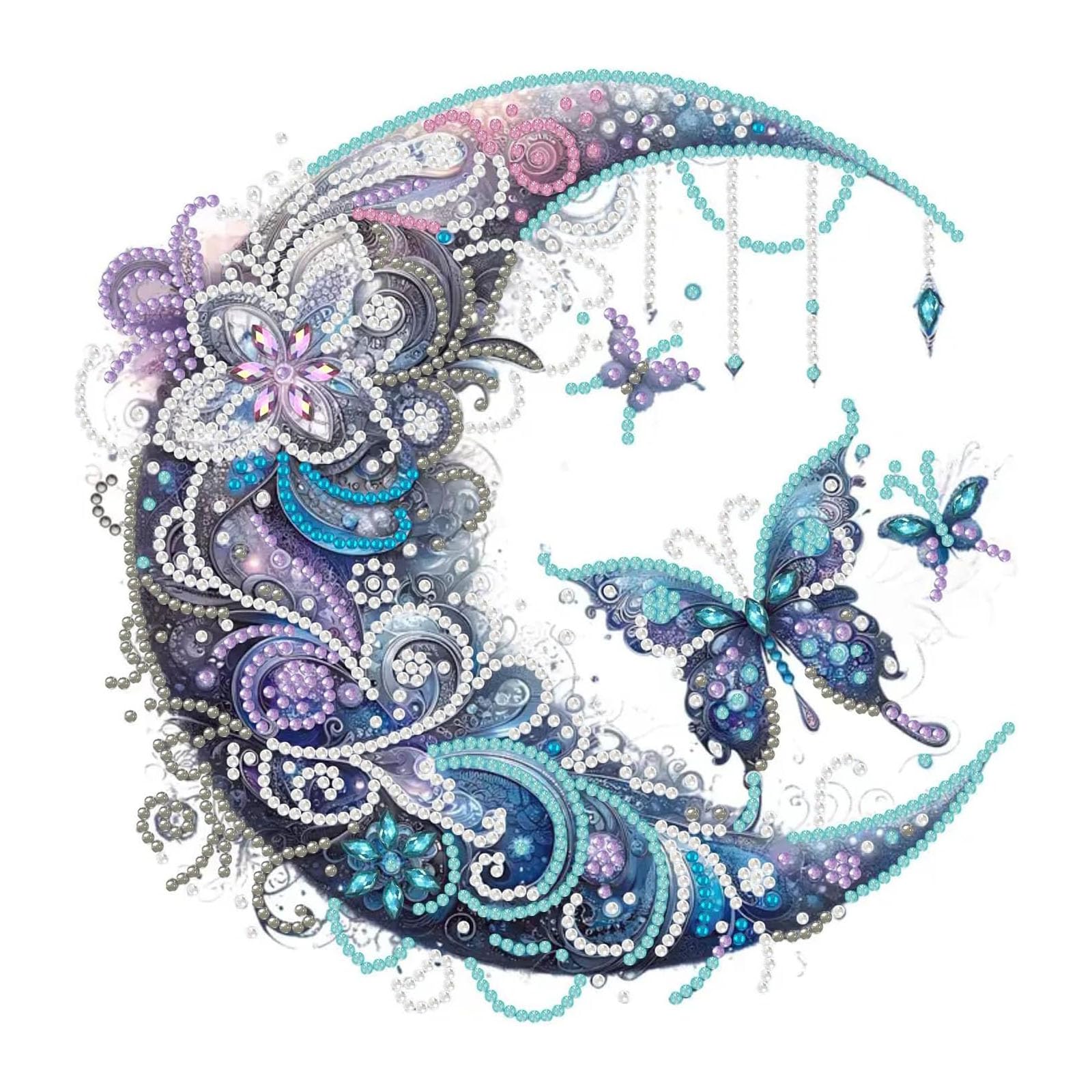 SensaBliss ダイヤモンドアートキット 30×30cm 初心者向け 5D 月と胡蝶の絵画 全面貼り付けタイプ キラキラ樹脂ビーズアート 宝石アートクラフト DIY 塗装手芸 大人 子供 リビング/寝室/オフィス壁装飾 プレゼント贈り物用
