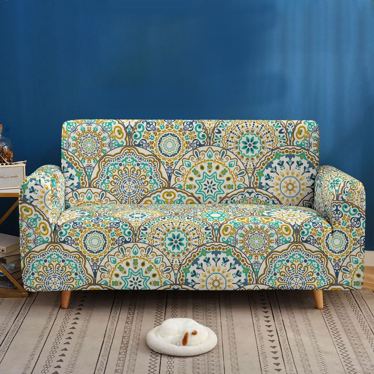 Qlkiybg A High Stretch Sof Covers 1 2 3 4Seater Super Soft Sof Slipcover Printed Pattern Couch Cover Polyester Spandex Sof Slipcover Non-Slip Sof Slipcovers Furniture Prote(Size:2 Seater(145-185Cm),Color:a)