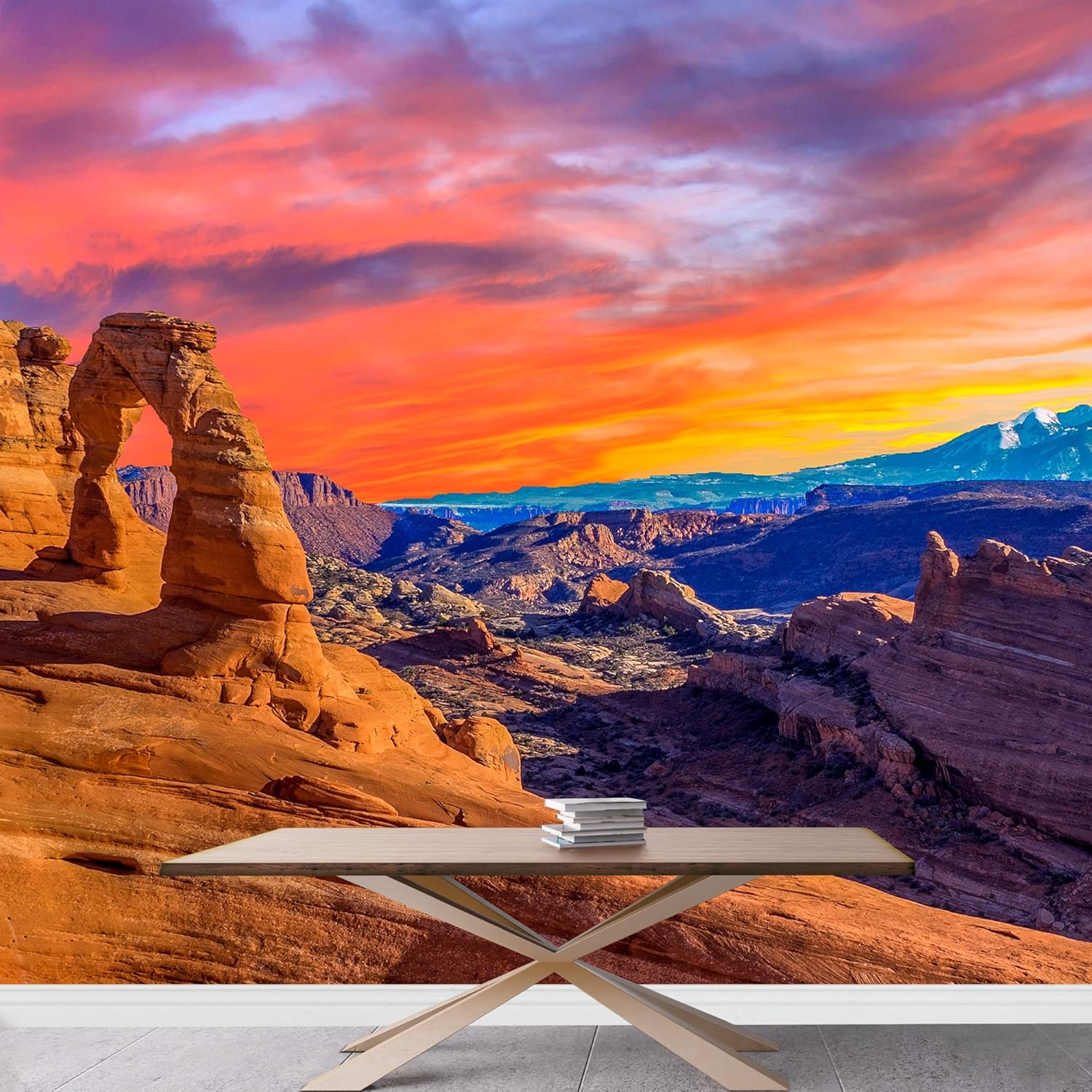 wall26 Removable Wall Sticker/Wall Mural Grand Canyon Pastel Sunset Mountains Nature Wilderness Photography Realism Rustic Landscape Decorative Global for Living Room, Bedroom, Office - 66"x96"