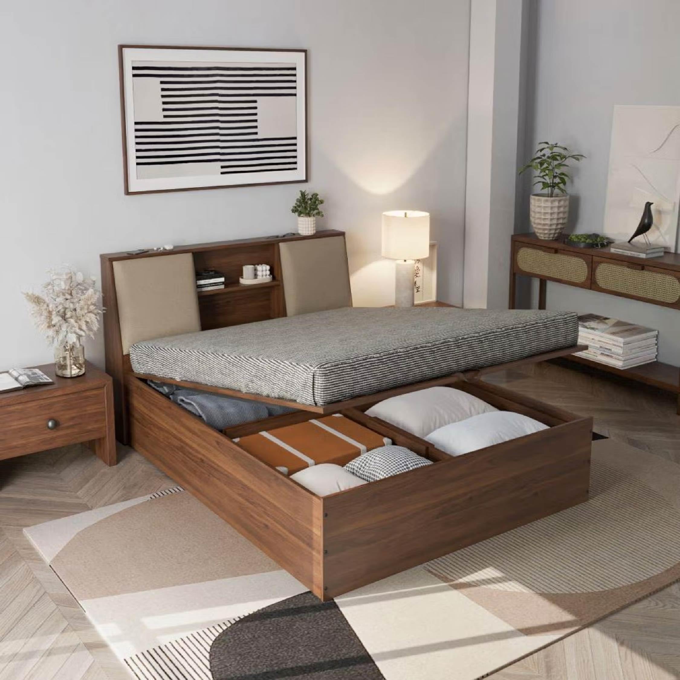 Wakefit Bed | 1 Yr Warranty | Bed Queen Size, Hydraulic Storage & Foam-Cushioned Upholstery Headboard, Density: 680–750 kg/m³, Termite & Borer Resistant, Fits Mattresses Up to 8 Inches(Orion78x60- CW)