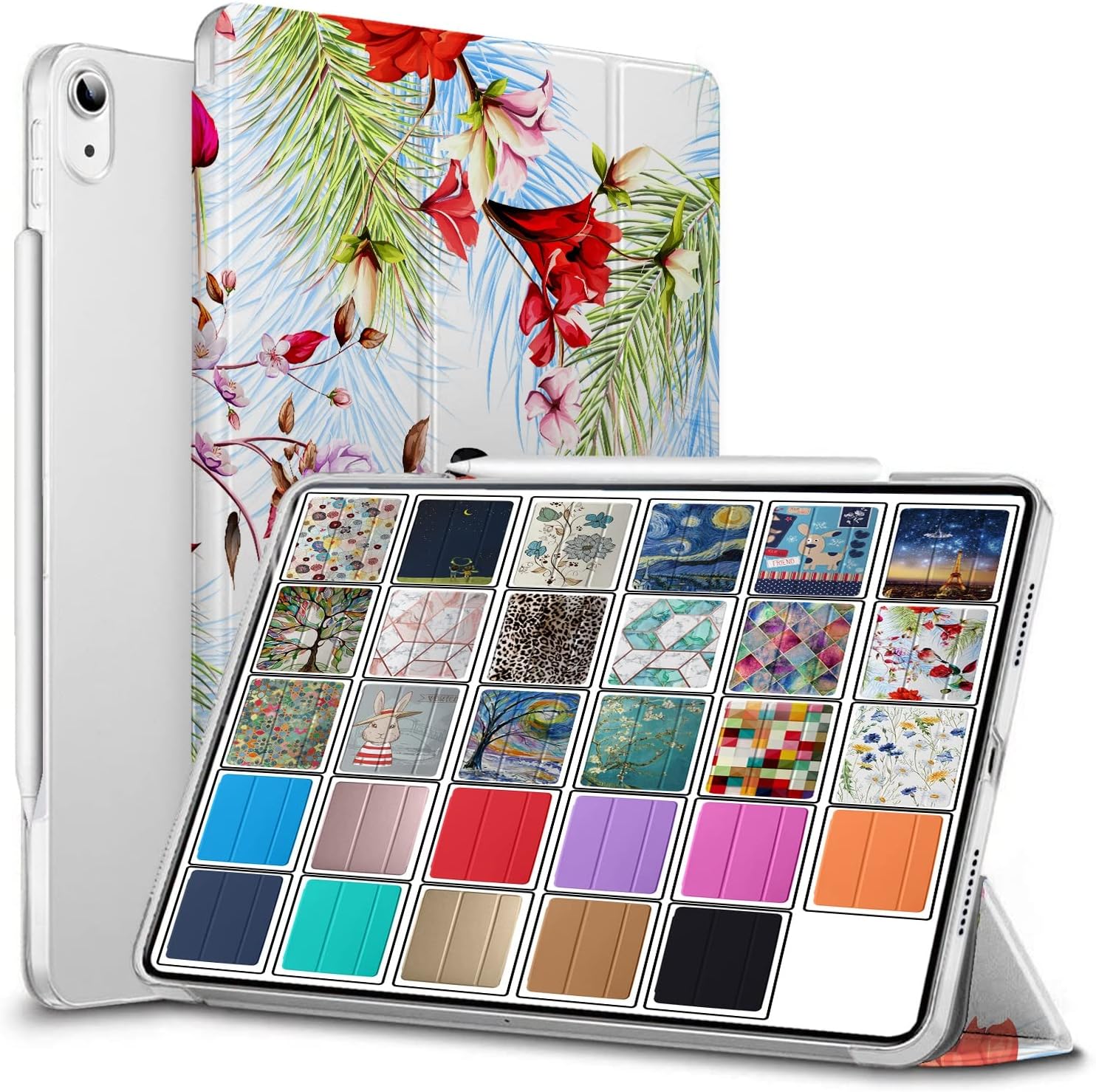 DuraSafe Cases for iPad Mini 6th Gen 2021 8.3 Inch [ Mini 6 ] A2567 A2568 A2569 MK893LL/A MLX43LL/A MK8E3LL/A MK8C3LL/A Printed Lightweight PC Dual Angle Stand Clear Flip Back Cover - Birds & Flowers