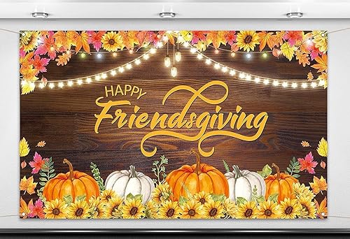Nepnuser Telón de fondo para cabina de fotos de Happy Friendsgiving de cosecha de otoño, decoración de fiesta de amigos, hojas de arce, girasol,