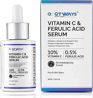 10% Vitamin C Face Serum with 0.5% Ferulic Acid for Glowing Skin (Pack of 1) -30 ml | Fades Dark Spots & Pigmentation | With Niacinamide & Rose Hip | Dermatologist Tested | Fragrance Free