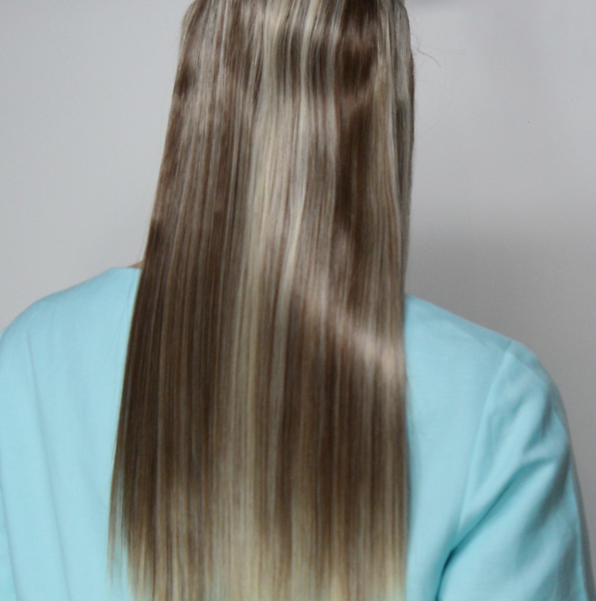 #12/613 Blonde Mix 16" Halo - Flip in Synthetic Hair Extensions on a Wire Heat Resistant to 350