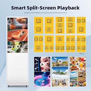 55 Inch Digital Signage Display Touchsreen, Advertising Kiosk IPS LCD Screen, Indoor Floor Standing Customizable Commercial Totem, Android System, Interactive Display Poster Auto Media Player