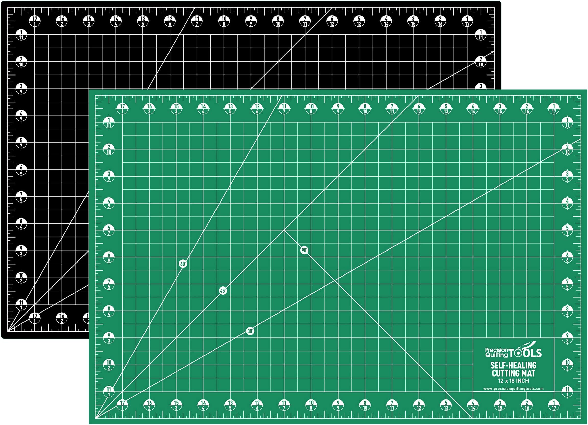Precision Quilting ToolsBOGO Self Healing Cutting Mat (12” x 18”) Professional Double Sided and Durable Rotary Cutting Mat For Sewing/Quilting/Fabric Cutting/Craft Mat/Scrapbooking Project